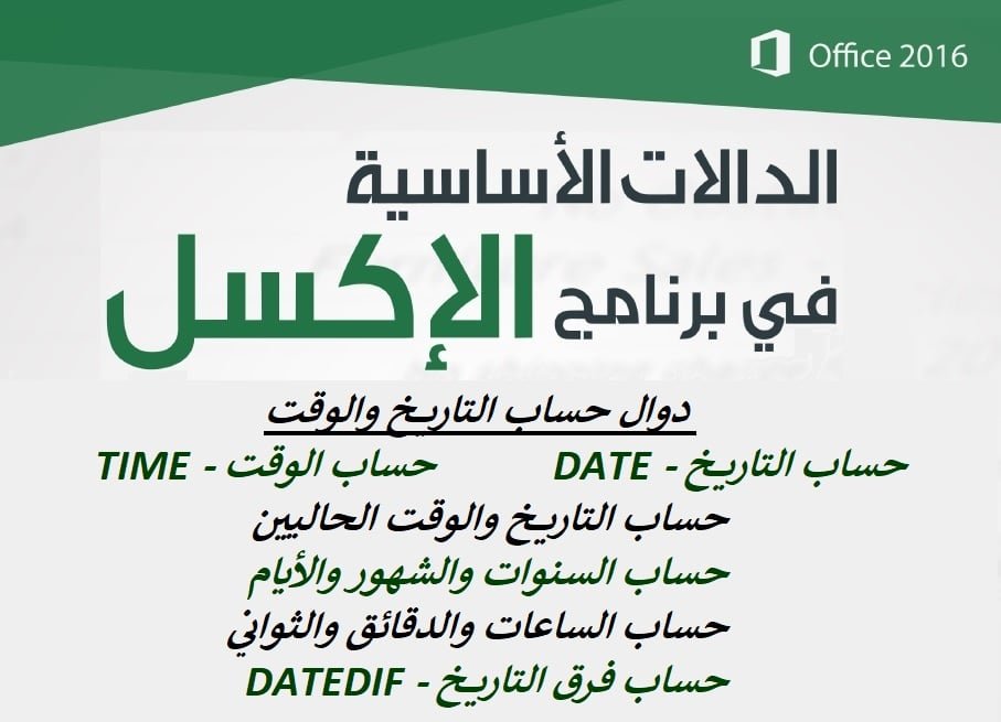 شرح أهم الدوال الأساسية في برنامج الإكسل ” حساب التاريخ والوقت “