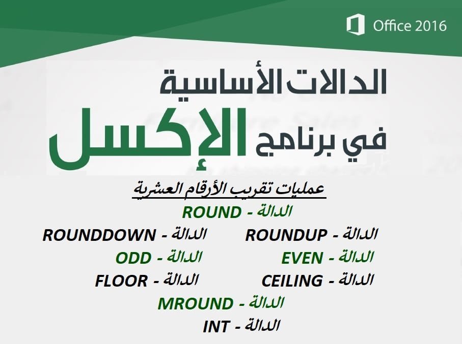 شرح أهم الدوال الأساسية في برنامج الإكسل ” عمليات تقريب الأرقام العشرية “
