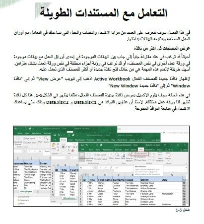 ملخص شرح التعامل مع المستندات الطويلة في الإكسيل Excel 2019 بالعربي PDF