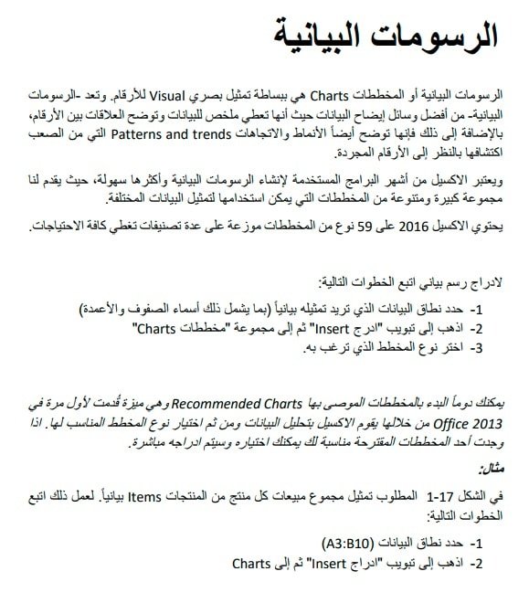 الرسومات-البيانية - Connect4Techs ملخص شرح الرسومات البيانية في الإكسل Excel 2019 بالعربي PDF