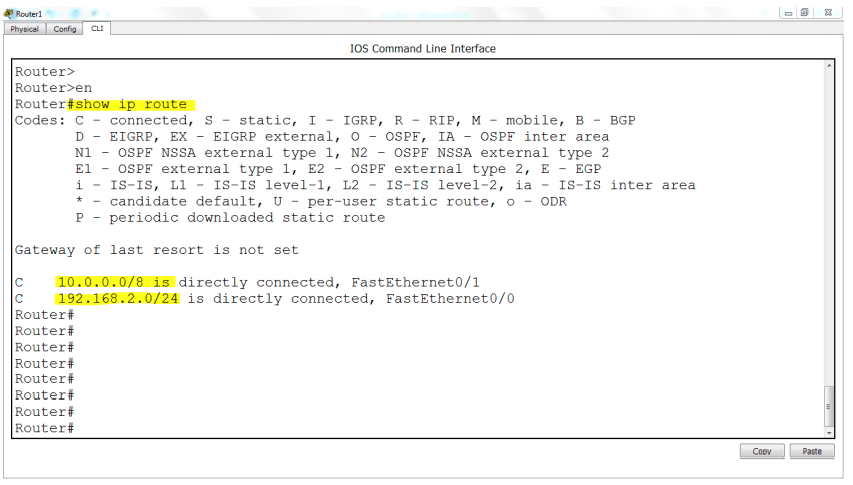 Router # show ip route